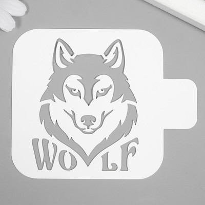 Трафарет пластиковый для татуировки "Волк" 9х9 см