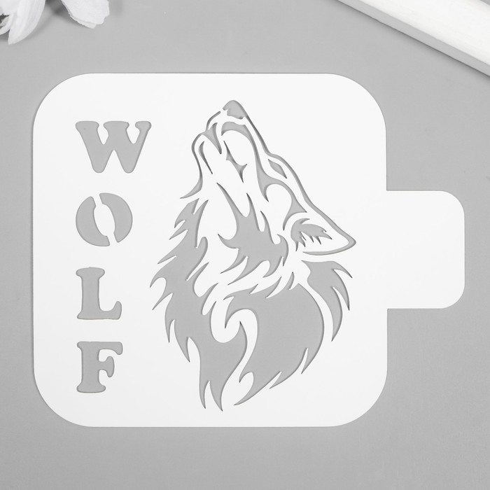 Трафарет пластиковый для татуировки "Волк" 9х9 см - Фото 1