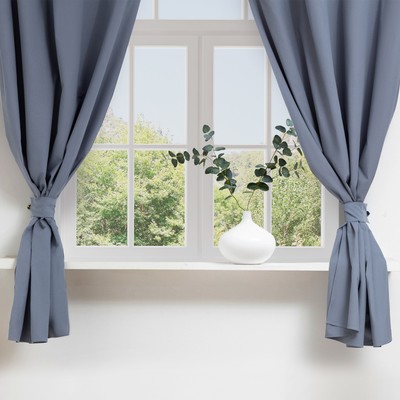 Комплект штор для кухни с подхватами Этель Kitchen, синий, 150×180 см - 2 шт.