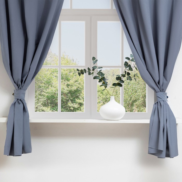 Шторы для кухни для кухни с подхватами Этель Kitchen, 150×180 см, комплект - 2 шт., синие - Фото 1