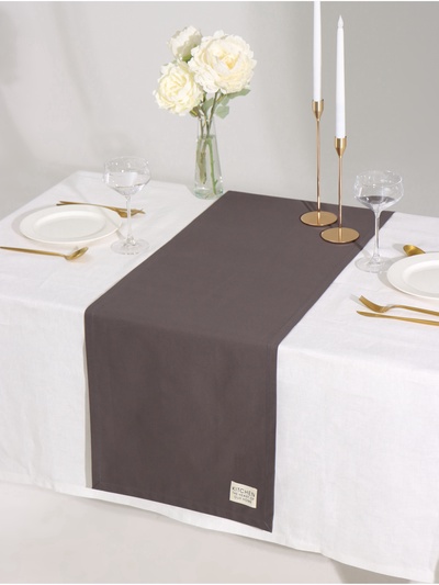 Дорожка на стол «Этель» Kitchen, 40×150±5 см, 100% хлопок, саржа 220 г/м², серая