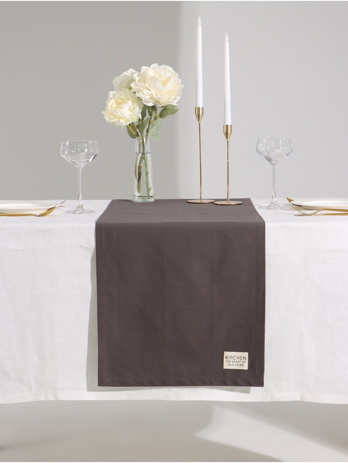 Дорожка на стол Этель Kitchen 40×150 ±5 см, серая, 100% хлопок, саржа 220 г/м² - Фото 1