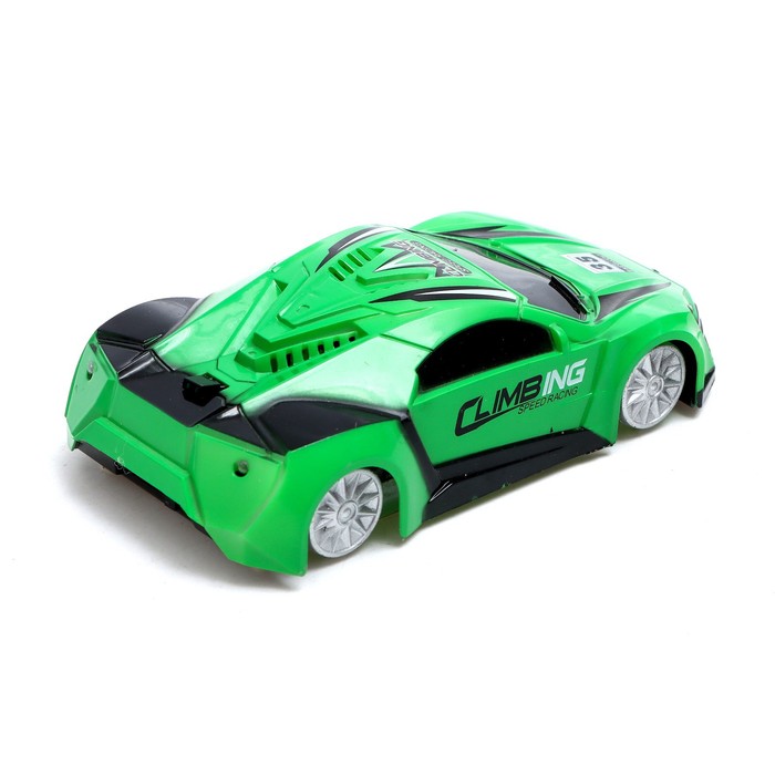 Антигравитационная машинка Wall, радиоуправление, аккумулятор, ездит по стенам, свет, цвет зелёный 54534