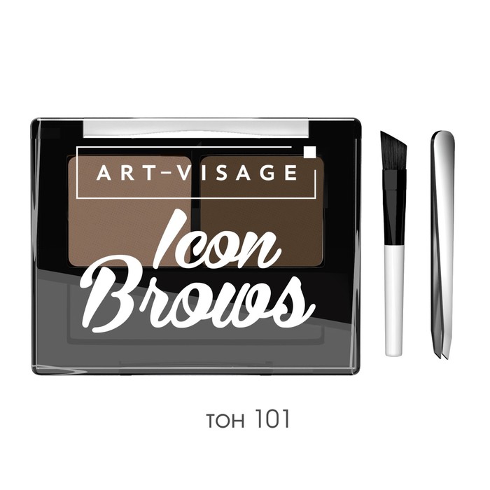 Двойные тени для бровей Art-Visage Icon Brows, тон 101 шатен, 3,6 г - Фото 1
