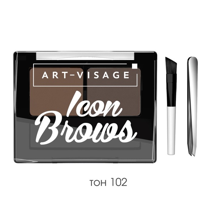 Двойные тени для бровей Art-Visage Icon Brows, тон 102 брюнет, 3,6 г - Фото 1