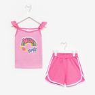 Комплект для девочки (майка/шорты), цвет розовый/полоска, рост 104 см - фото 9774126