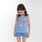 Комплект для девочки (майка/шорты), цвет голубой/полоска, рост 104 см - фото 9774139