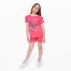 Комплект для девочки (футболка/шорты), цвет коралловый, рост 122 см - фото 9774243