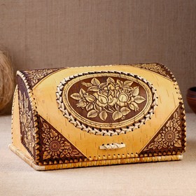 Хлебница шлем 'Розы'  33х25х18,5 см, береста