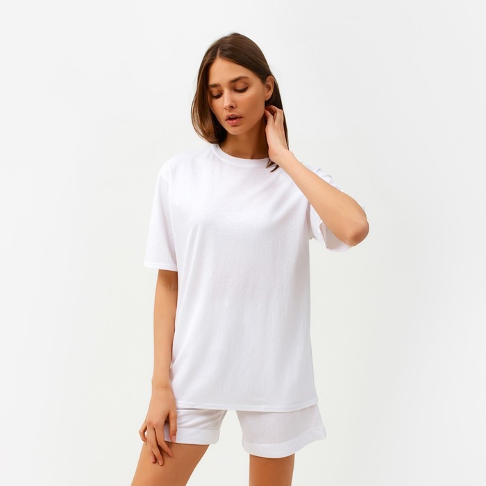 Костюм женский (футболка, шорты) MINAKU: Casual collection цвет белый, размер 42