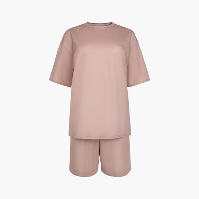 Костюм женский (футболка, шорты) MINAKU: Casual Collection, бежевый, размер 42