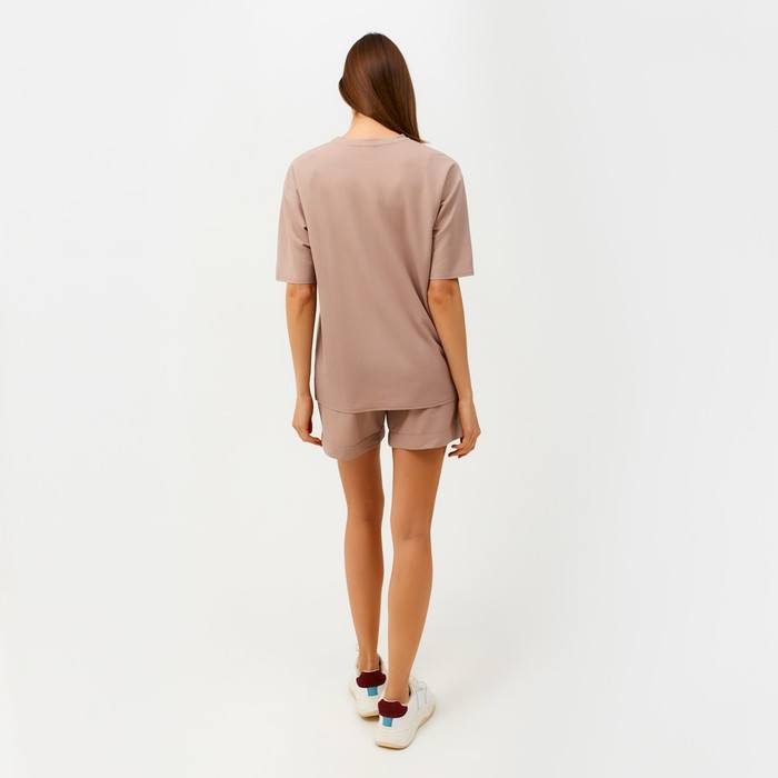 Костюм женский (футболка, шорты) MINAKU: Casual collection цвет бежевый, размер 44 54554