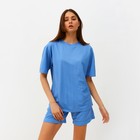 Костюм женский (футболка, шорты) MINAKU: Casual collection цвет голубой, размер 52 - фото 2739280