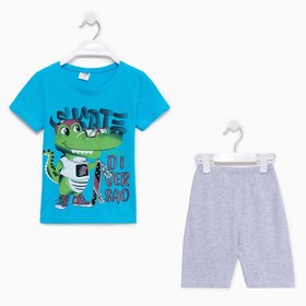 Комплект (футболка/шорты) для мальчика, цвет голубой, рост 104