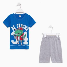 Комплект (футболка/шорты) для мальчика, цвет синий, рост 116