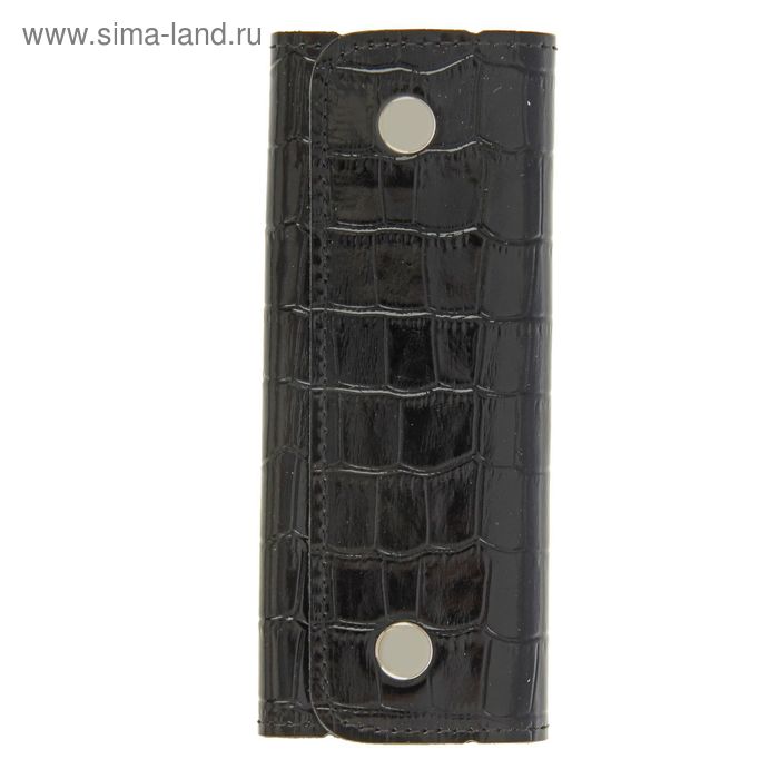 Ключница на кнопке, 6 карабинов, цвет чёрный - Фото 1