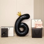 Шары воздушные фольгированные 40" «Цифра 6 с короной», цвет чёрный - Фото 3