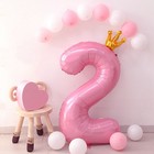 Шар фольгированный 40" «Цифра 2 с короной», цвет розовый - Фото 6
