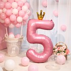 Воздушный шар фольгированный 40" «Цифра 5 с короной» - Фото 6