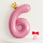 Воздушный шар фольгированный 40" «Цифра 6 с короной» - Фото 3