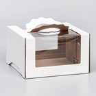 Коробка под торт 2 окна, с ручками, белая, 25 х 25 х15 см - фото 320362522