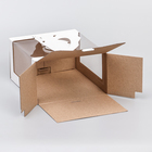 Коробка под торт 2 окна, с ручками, белая, 25×25×15 см - Фото 4