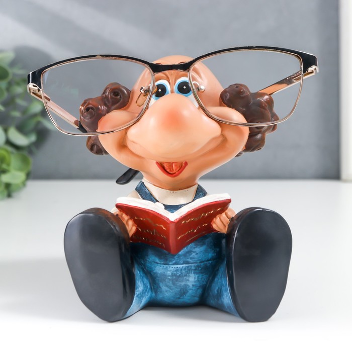 Сувенир полистоун подставка под очки "Дедуля с книгой" 13х10х11 см - Фото 1