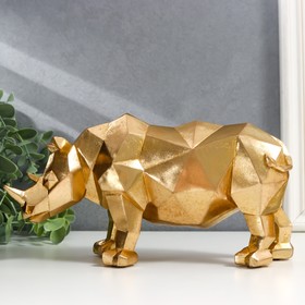 Сувенир полистоун 3D 'Золотой носорог' 12х8х25,1 см