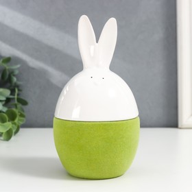 Сувенир керамика 'Кролик-яйцо' зелёный флок 15,8х8,5х8,5 см