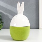 Сувенир керамика "Кролик-яйцо" зелёный флок 15,8х8,5х8,5 см - Фото 2