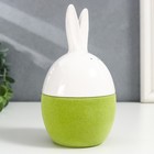 Сувенир керамика "Кролик-яйцо" зелёный флок 15,8х8,5х8,5 см - Фото 3