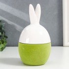 Сувенир керамика "Кролик-яйцо" зелёный флок 15,8х8,5х8,5 см - фото 6615839