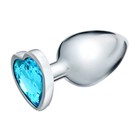 Анальная пробка Оки-Чпоки, серебряная, кристалл голубой, D = 40 мм - Фото 1