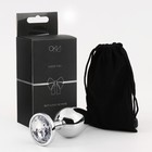 Анальная пробка серебряная, кристалл прозрачный, d=40 мм - Фото 4