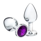 Анальная пробка Оки- Чпоки, серебряная, кристалл фиолетовый, D = 34 мм 5215658 - Фото 2