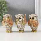 Фигурка полистоун «Филин: не вижу, не слышу, не скажу», беж с золотом, 7×4.5×3.5 см, МИКС - Фото 4