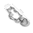 Карабин металлический «Кошка», 42×17 мм / 8×2.2 мм, 5 шт., металл под серебро - Фото 2