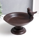 Сувенир чугун подставка "Птица сидит на тарелке" 13х17х20 см - фото 7107753