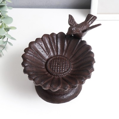 Фигурка-подставка для мелочей «Птица на ромашке», чугун, 10×17×13 см