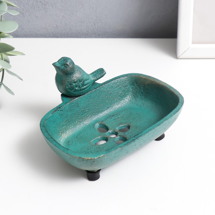 Фигурка - мыльница чугун «Воробушек», патина, 7.2×12.8×10 см - Фото 1