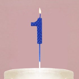 Свеча для торта, цифра «1», синяя, 4 х 13 см.