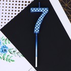 Свеча для торта, цифра «7», синяя, 4×13 см - Фото 3