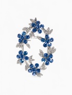 Брошь «Цветочный венок» васильки, голубая в серебре - Фото 1