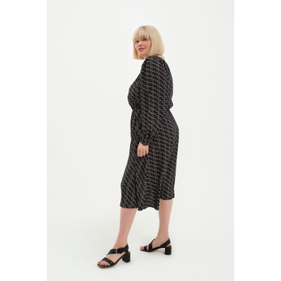 Платье женское с разрезом MIST plus-size, размер 50, цвет чёрный