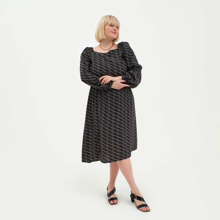 Платье женское с разрезом MIST plus-size, размер 50, цвет чёрный - Фото 1