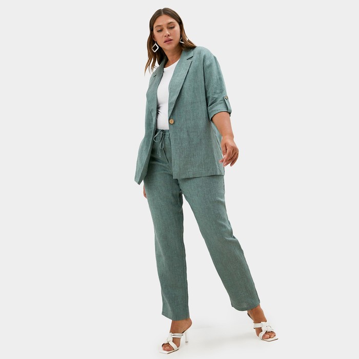 Брюки женские MIST plus-size, размер 58, цвет зелёный - Фото 1