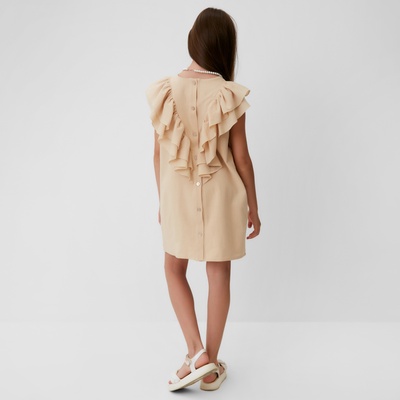 Платье для девочки MINAKU: Cotton Collection, светло-бежевое, рост 122 см