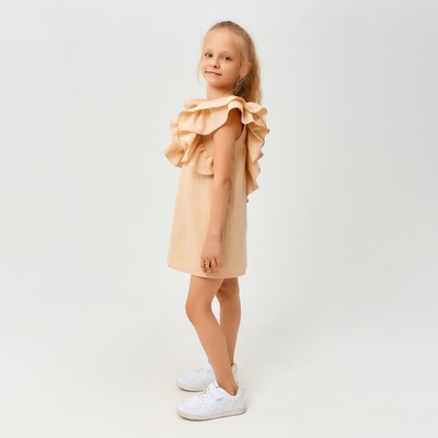 Платье для девочки MINAKU: Cotton Collection, светло-бежевое, рост 122 см