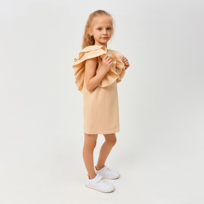 Платье для девочки MINAKU: Cotton Collection, светло-бежевое, рост 122 см