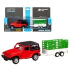 Машина металлическая Jeep Wrangler c белым прицепом для перевозки животных, 1:42,открываются двери, инерция 9019660 - фото 9778458